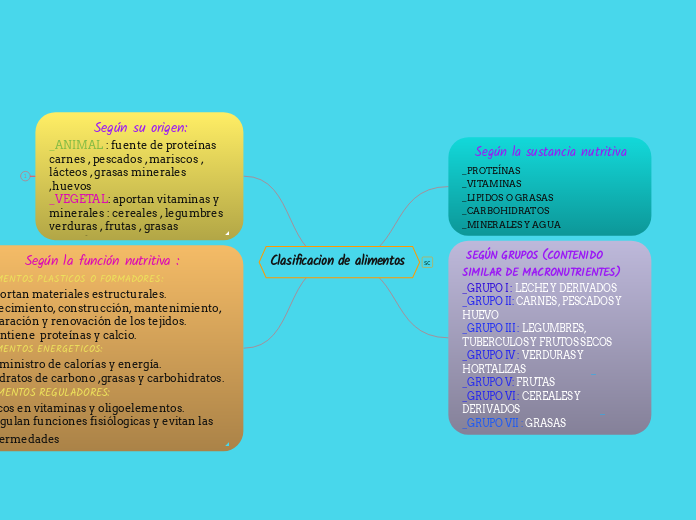 Clasificacion De Alimentos Mind Map